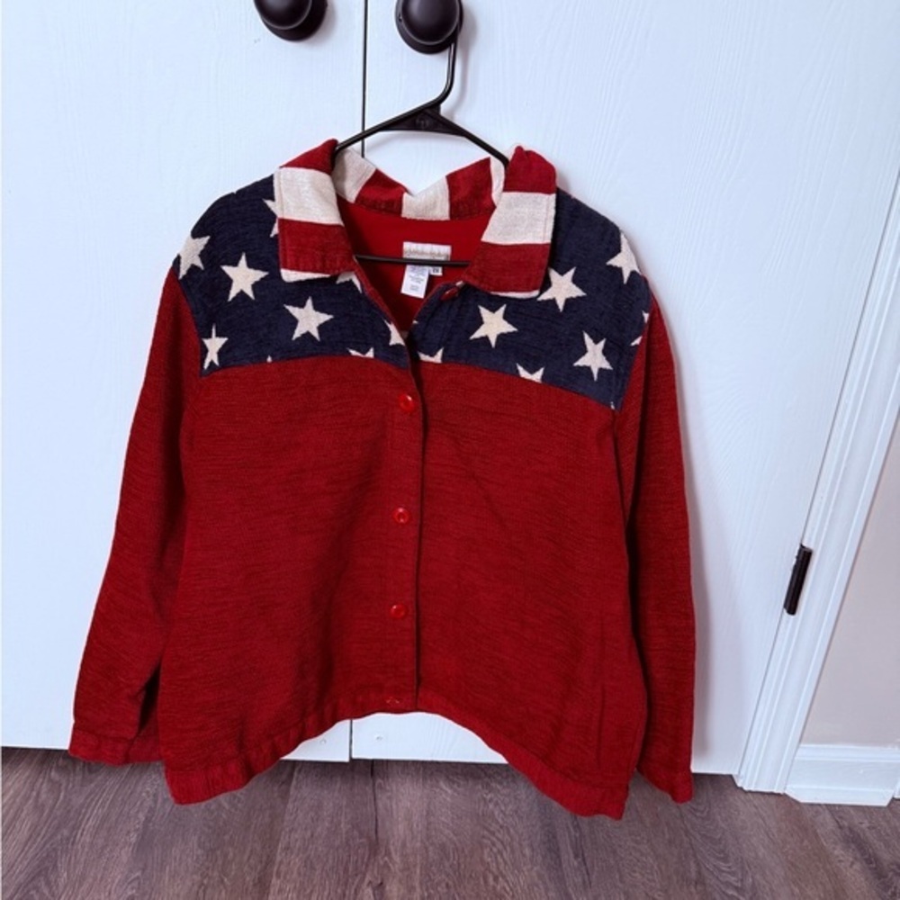 Coldwater Creek SZ 2X patriotic Patterned Button-Up Jacket. Great condition
